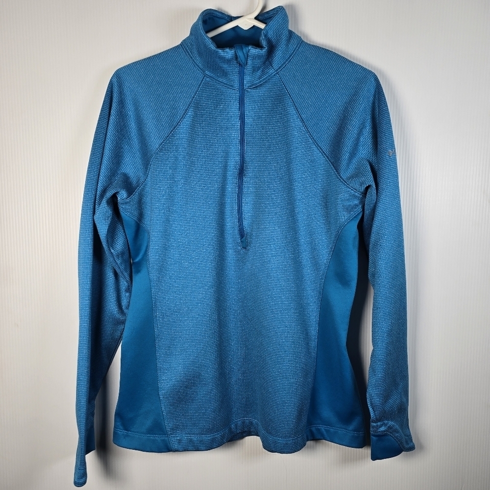 Columbia Womens Vibrant Teal Knit 1/2 Zip Pullover Size L Outdoor Running Active